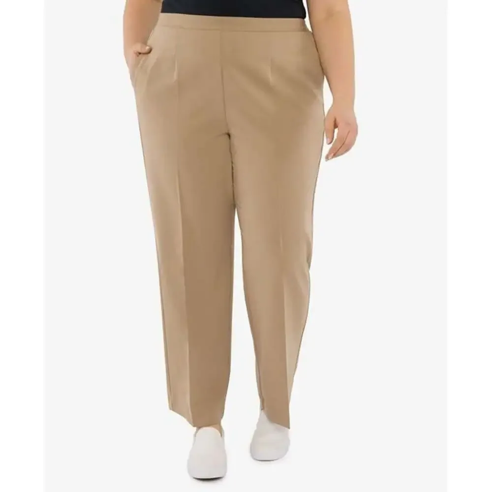NWT 20W Alfred Dunner Plus-Size Classic Dress Pants Beige Casual Feminine